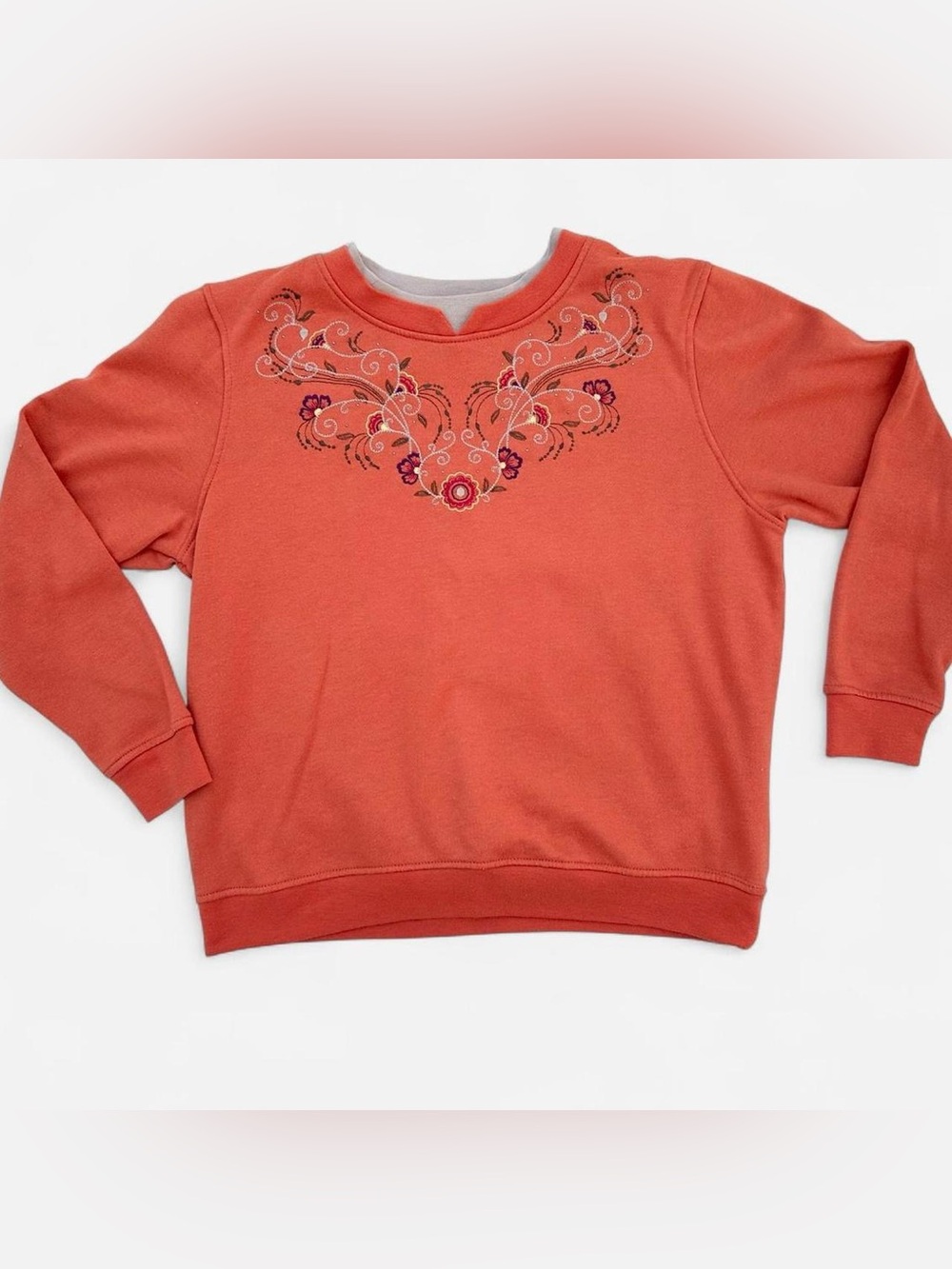 Vintage orange embroidered sweatshirt